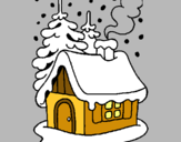 Dibuix Casa en la neu  pintat per MARGA