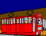 Dibuix Tramvia amb passatgers  pintat per mónica losada