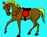 Dibuix Cavall de competició  pintat per maria rius vera.