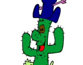 Dibuix Cactus amb barret  pintat per julia soca