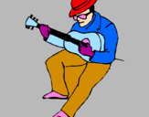 Dibuix Guitarrista amb barret  pintat per souad