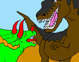 Dibuix Lluita de dinosauris pintat per Àlex