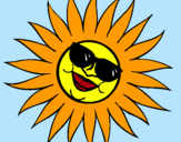 Dibuix Sol amb ulleres de sol pintat per Mariona