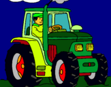 Dibuix Tractor en funcionament  pintat per jaume