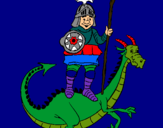 Dibuix Sant Jordi i el drac pintat per caballer Sant Jordi