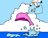 Dibuix Dofí i gavina pintat per sara