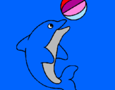 Dibuix Dofí jugant amb una pilota pintat per joana dofí1