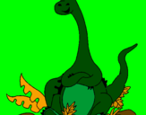 Dibuix Diplodocus assegut  pintat per elisa