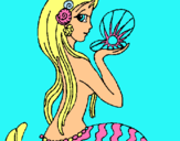Dibuix Sirena i perla pintat per maria