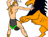 Dibuix Gladiador contra lleó pintat per quim