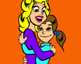 Dibuix Mare i filla abraçades pintat per julia