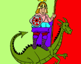 Dibuix Sant Jordi i el drac pintat per LAU