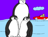 Dibuix Família pingüí  pintat per judit mañé