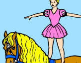 Dibuix Trapezista a sobre de cavall pintat per marcel andreu