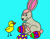 Dibuix Pollet, conillet i ous pintat per miriam