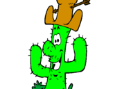 Dibuix Cactus amb barret  pintat per guerau