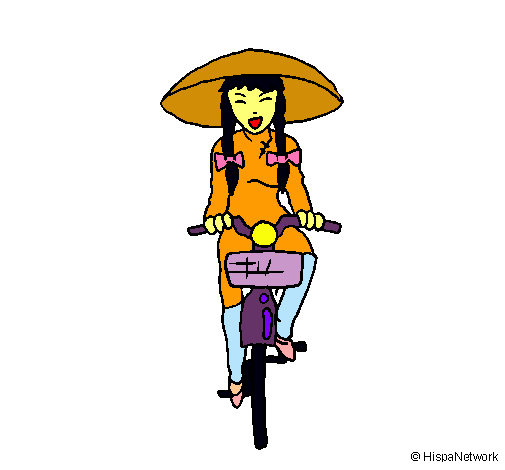 Dibuix Xina amb bicicleta pintat per Emma Chimeno Pujol