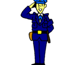 Dibuix Policia saludant pintat per Ferran martinez