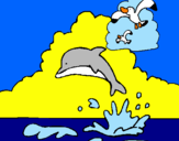 Dibuix Dofí i gavina pintat per olgac