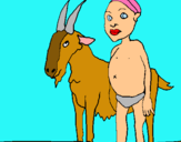 Dibuix Cabra i nen africà pintat per Arnau