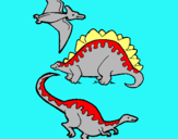 Dibuix Tres classes de dinosauris  pintat per aleix