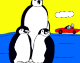Dibuix Família pingüí  pintat per ERIC