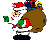 Dibuix Pare Noel amb el sac de regals  pintat per papa noel