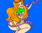 Dibuix Sirena entre bombolles pintat per aline