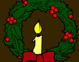 Dibuix Corona de nadal i una espelma pintat per snoopy