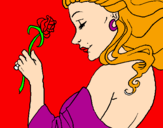 Dibuix Princesa amb una rosa pintat per Núria Llopart Sala