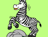 Dibuix Zebra saltant pedres pintat per clara