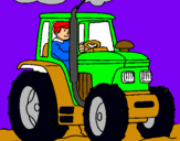 Dibuix Tractor en funcionament  pintat per julia pascual
