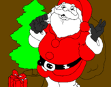 Dibuix Santa Claus i un arbre de nadal  pintat per joel