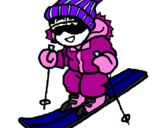 Dibuix Nen esquiant  pintat per aina