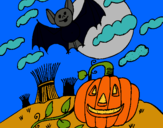 Dibuix Paisatge de Halloween pintat per Nuria Cimadevilla