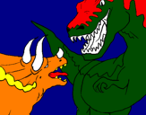 Dibuix Lluita de dinosauris pintat per SAITO
