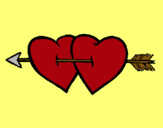 Dibuix Dos cors amb una fletxa pintat per MARGA