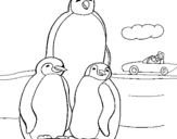 Dibuix Família pingüí  pintat per Enric
