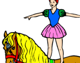 Dibuix Trapezista a sobre de cavall pintat per patricia