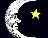 Dibuix Lluna i estrella pintat per emma