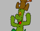Dibuix Cactus amb barret  pintat per anna