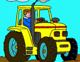 Dibuix Tractor en funcionament  pintat per erni