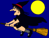 Dibuix Bruixa en escombra voladora pintat per daiana