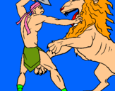 Dibuix Gladiador contra lleó pintat per JORDI