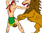 Dibuix Gladiador contra lleó pintat per marc blasco
