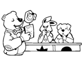 Dibuix Professor ós i els seus alumnes  pintat per escola