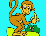 Dibuix Mono pintat per mono come bananas