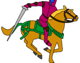 Dibuix Cavaller a cavall IV pintat per sANT JORDI