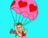 Dibuix Cupido en paracaigudes pintat per JOAN  VALLE  SOLER