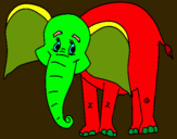Dibuix Elefant feliç pintat per ONA